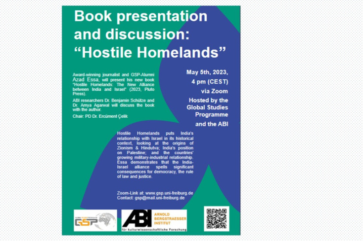 Flyer "Book presentation and discussion: Hostile Homelands"