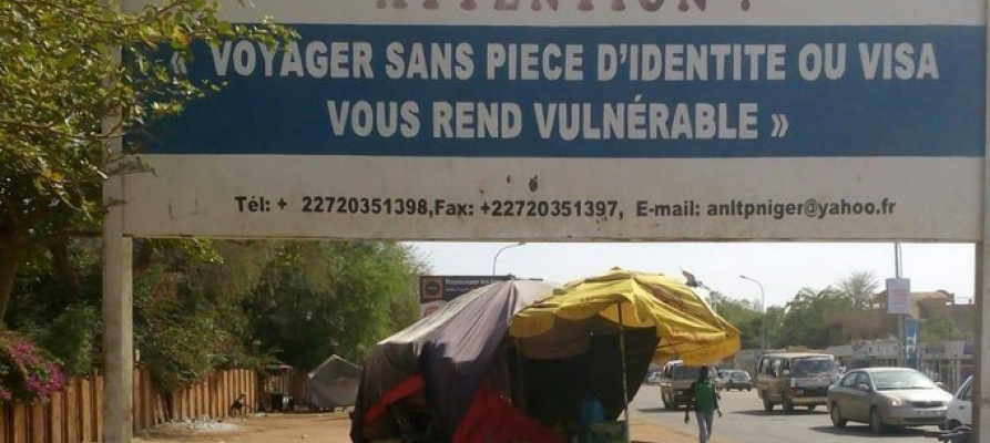 EU sign in Niger warning not to migrate irregularily. Photo: Meral Zeller